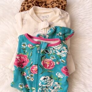 Carter's Floral and Leopard Baby Sleepers